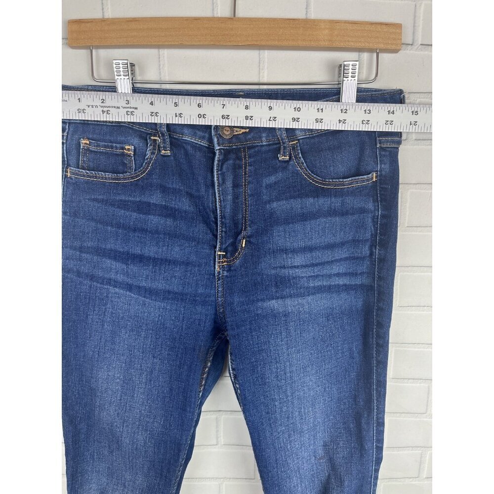 Hollister Jeans Women's 7S W28 L28 Blue High Rise Super skinny Deconstructed - Picture 3 of 12